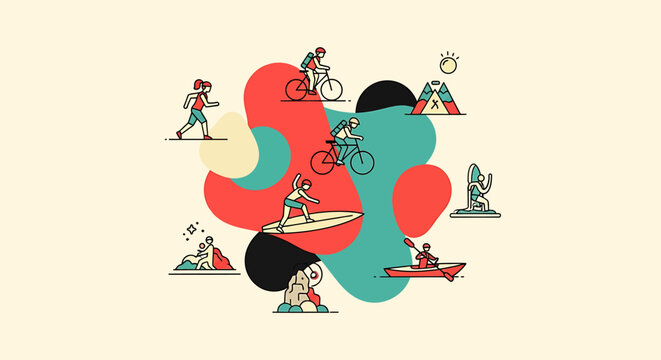 Dynamic lifestyle showcasing outdoor activities and recreational pursuits for