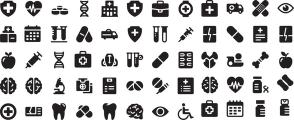 Medical Icons Vector Glyph Pack Healthcare Hospital Elements Set