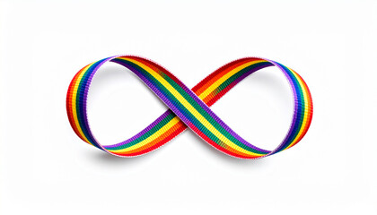 Vibrant rainbow infinity symbol isolated on white background. Autism awareness and inclusivity.