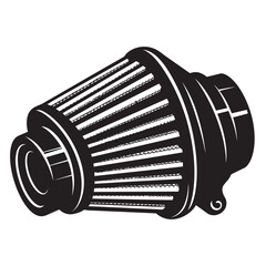 Black and white silhouette of motorbike air filter vector icon on white background