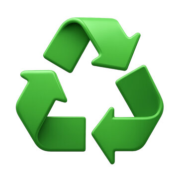 Zielony symbol recyklingu z trzech strzałek &mdash; ikona ochrony środowiska i gospodarki o obiegu zamkniętym

