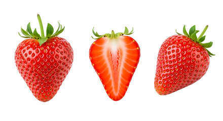 Fresh and juicy strawberries, whole and halved, perfect for healthy food promotions and summer...