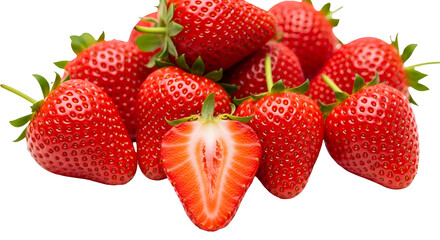 Fresh strawberries glistening, a sweet summer treat perfect for healthy recipes and vibrant designs
