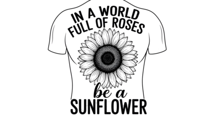Be a sunflower in a world full of roses, inspirational floral shirt design for summer vibes