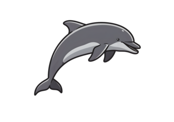 Pixelated Dolphin Jumping Illustration with Gray Body and Transparent Background