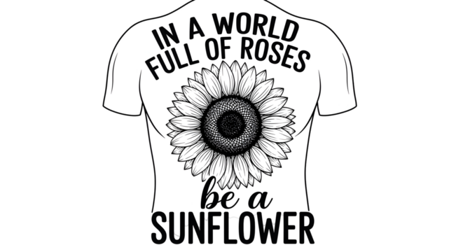 Be a sunflower in a world full of roses, inspirational floral shirt design for summer vibes