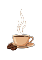 Enjoy a steaming cup of coffee with rich aroma and freshly roasted beans for a perfect start