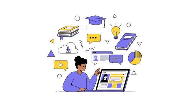 Online learning platform showcasing a modern, illustrative user experience