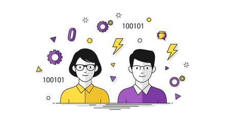 Collaborative software development team with brainstorming, coding, and