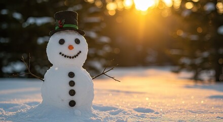 Obraz premium Snowman with a top hat