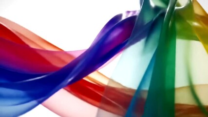 Abstract flowing fabric in rainbow colors, isolated on white background, creating a sense of movement and fluidity with vibrant hues blending seamlessly - Powered by Adobe