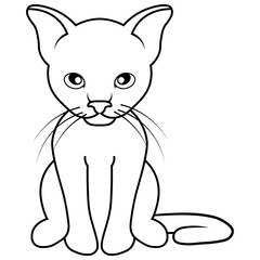Cat illustration coloring page for kids