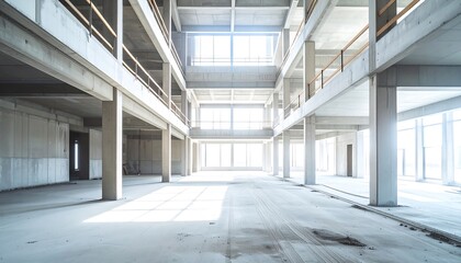 Empty, unfinished concrete interior