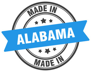 Made in Alabama round sign. Made in Alabama stamp.