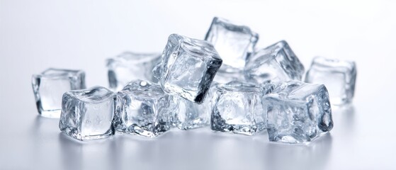 Obraz premium The Ice Cubes in Crisp Studio Light Create Reflections and Refreshing Visuals