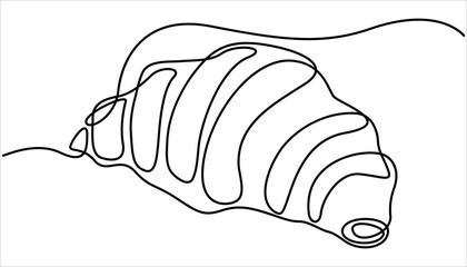 Croissant bread for dessert outline drawing illustration. Continuous one line art Croissant icon badge bakery, French food concept single line. one line art Croissant vector illustration.