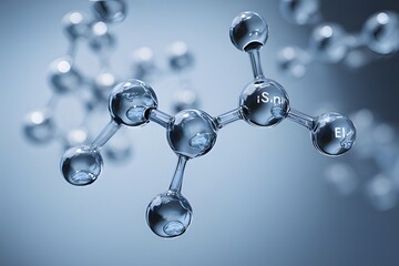 3D Render of Molecular Structure with Transparent and Colored Atoms Representing Scientific Research and Chemistry