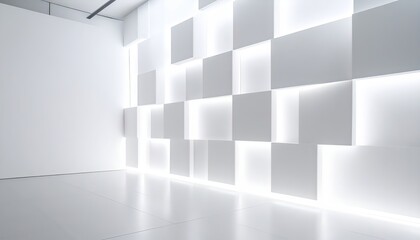 Futuristic White Wall Design with Geometric Accents