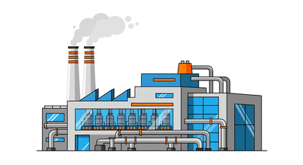 Fototapeta premium Stylized manufacturing plant with industrial processing and air pollution