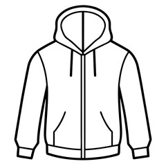 Hoodie with Zipper Simple Line Illustration