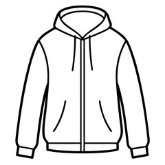 Hoodie with Zipper Simple Line Illustration