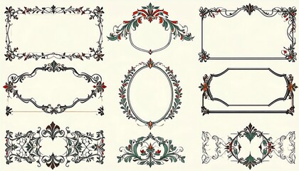 Ornate decorative frames in various shapes