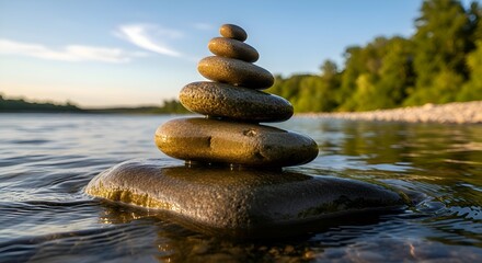 zen stones in water