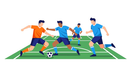Obraz premium Dynamic illustration of a soccer match between players from different teams