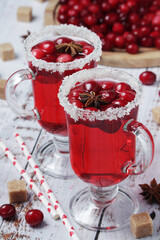 Two glasses with cranberry drink