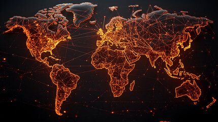 Glowing world map with interconnected network lines symbolizing global intercultural communication