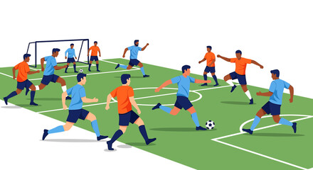 Dynamic depiction of a competitive soccer match showcasing athletic prowess