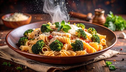 Fusilli Pasta with Broccoli and Parmesan Cheese