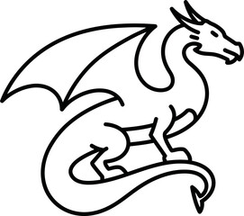 Majestic dragon illustration with wings and curled tail, perfect for fantasy designs