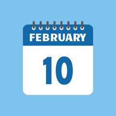 february 10 calendar icon Vector page month design