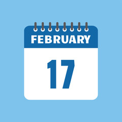 february 17 calendar icon Vector page month design