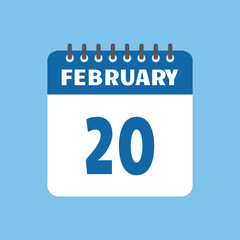 Fototapeta premium february 20 calendar icon Vector page month design