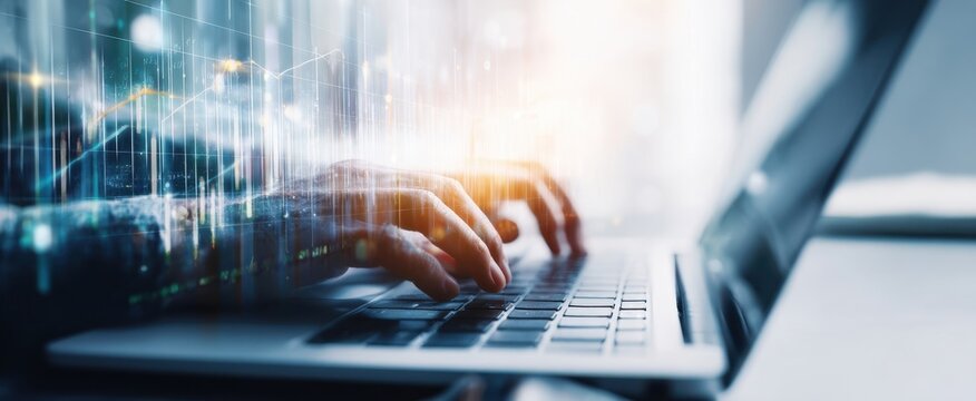 The laptop being used for digital data analysis and financial insights.