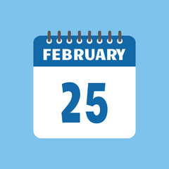 february 25 calendar icon Vector page month design