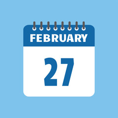 february 27 calendar icon Vector page month design