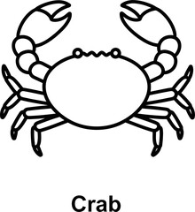 Simple line drawing of a crab ready for your creative seafood or ocean-themed projects
