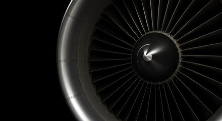 Jet engine turbine close-up