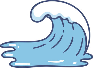 Cartoon Illustration of a Blue Ocean Wave