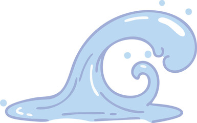 Obraz premium Cartoon Water Wave with Droplets Illustration