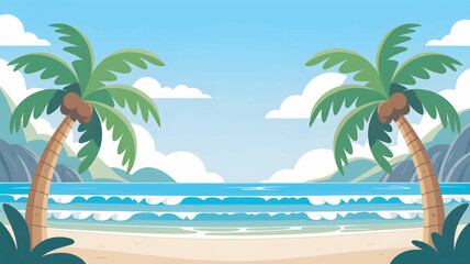 tropical beach with palm trees