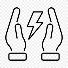 Obraz premium energy saving. hands holding electricity line vector icon