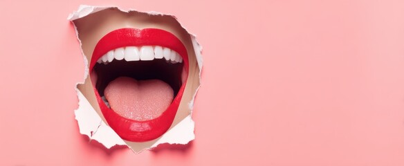 The Vibrant Mouth Expressing Joy Through Creative Makeup and Colorful Background