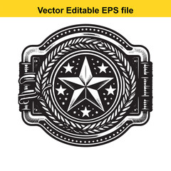 Obraz premium Vintage star emblem belt buckle isolated on white background