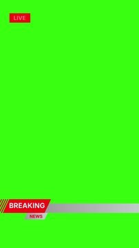 Breaking news of the world template over a green screen in vertical resolution perfect for reels and short form content. Bitcoin report. Canada headline media.
