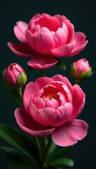 Obraz premium Luxurious pink and red peonies, vibrant blooms , lush, pink