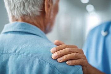 Fototapeta premium Compassionate gesture hospital room emotional support healthcare environment close-up view human connection
